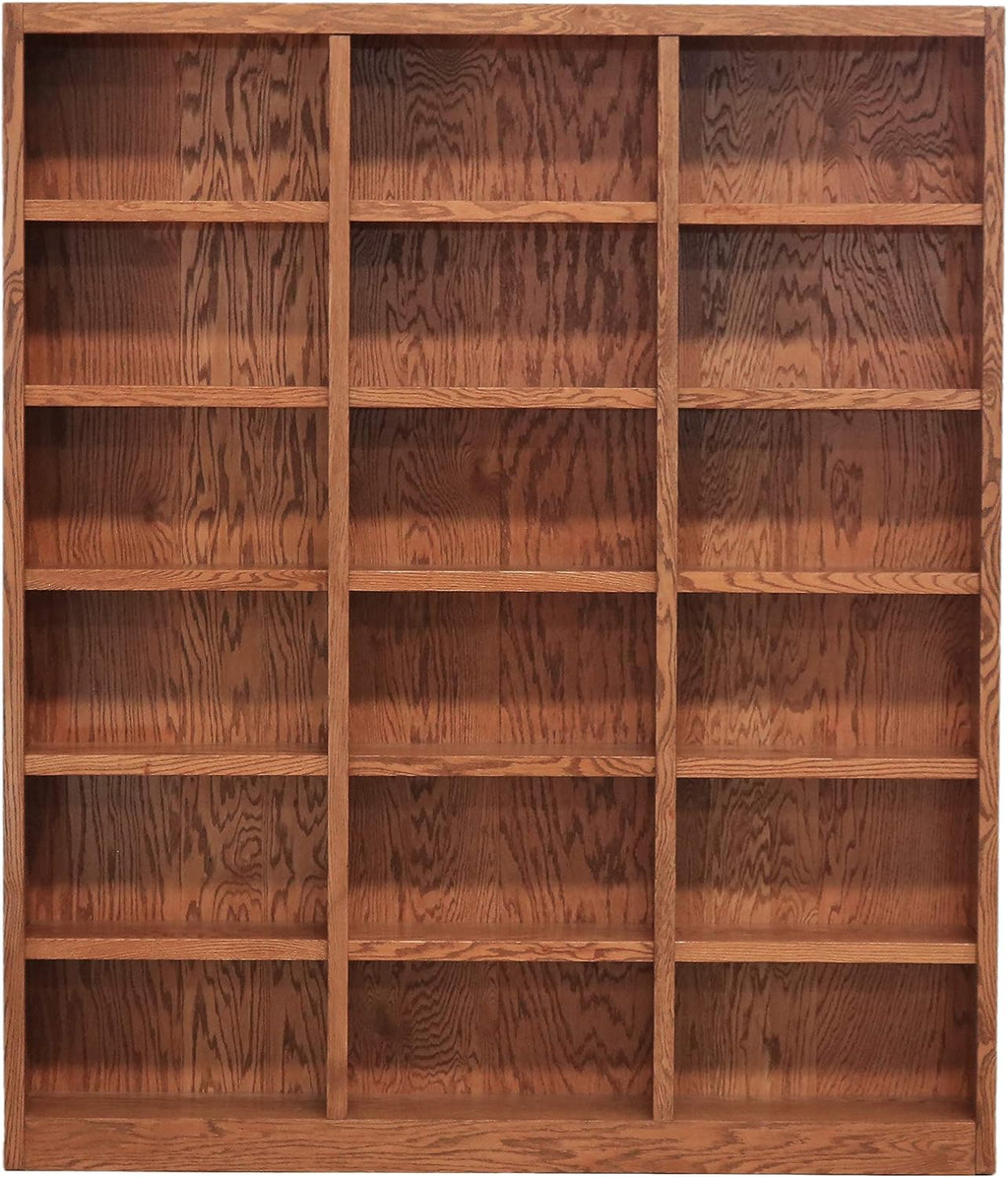 84 Tall 18-Shelf Triple Wide Wood Bookcase in Dry Oak Z10911