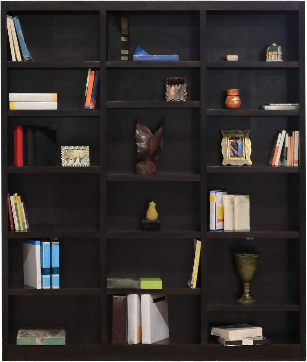 84 Tall 18-Shelf Triple Wide Wood Bookcase in Dry Oak Z10911