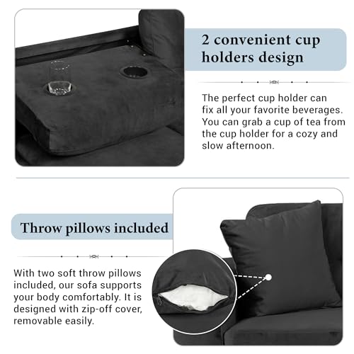 Modern L Shaped Polyester Sectional Sofa with Storage Ottoman V987221