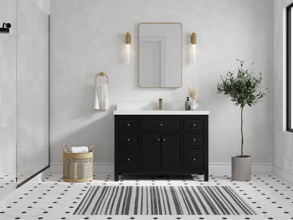 Black Free Standing Single Sink Bathroom Vanity C527909
