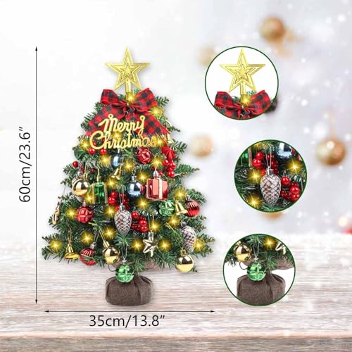 2FT Small Tabletop Mini Artificial Christmas Tree with Lights X1768