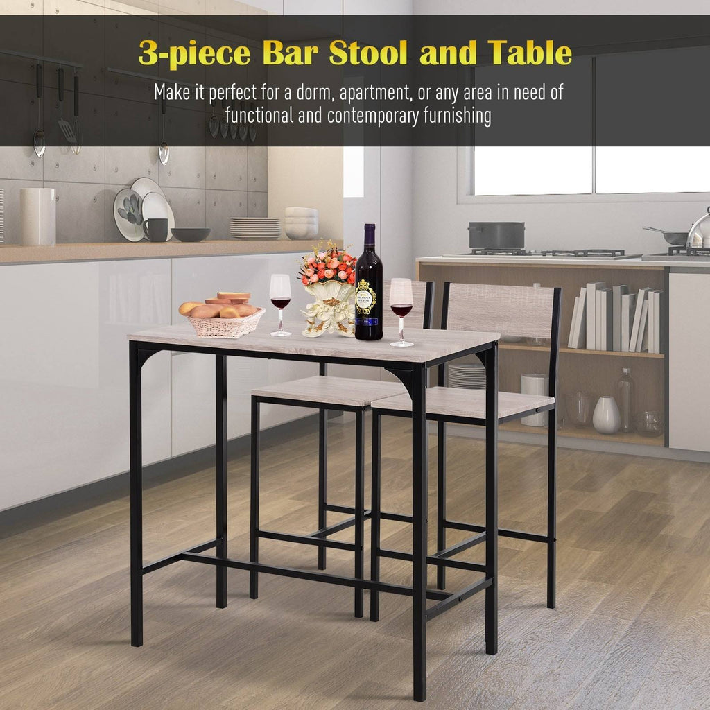 Industrial Counter Height 3-Piece Dining Set - Black - Rectangular J86070