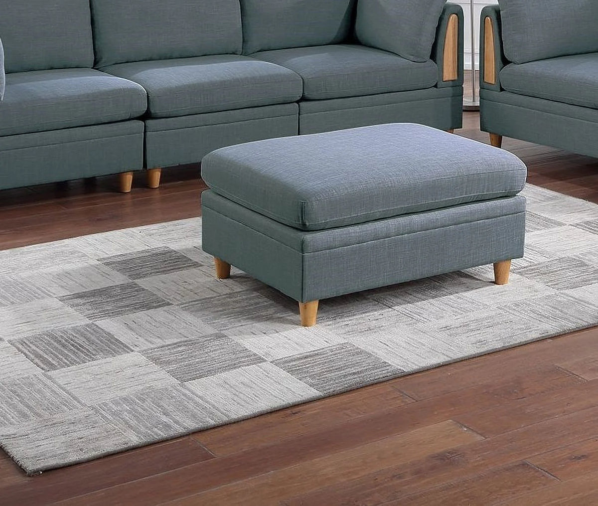 Grey Wooden Legs Ottoman V66161