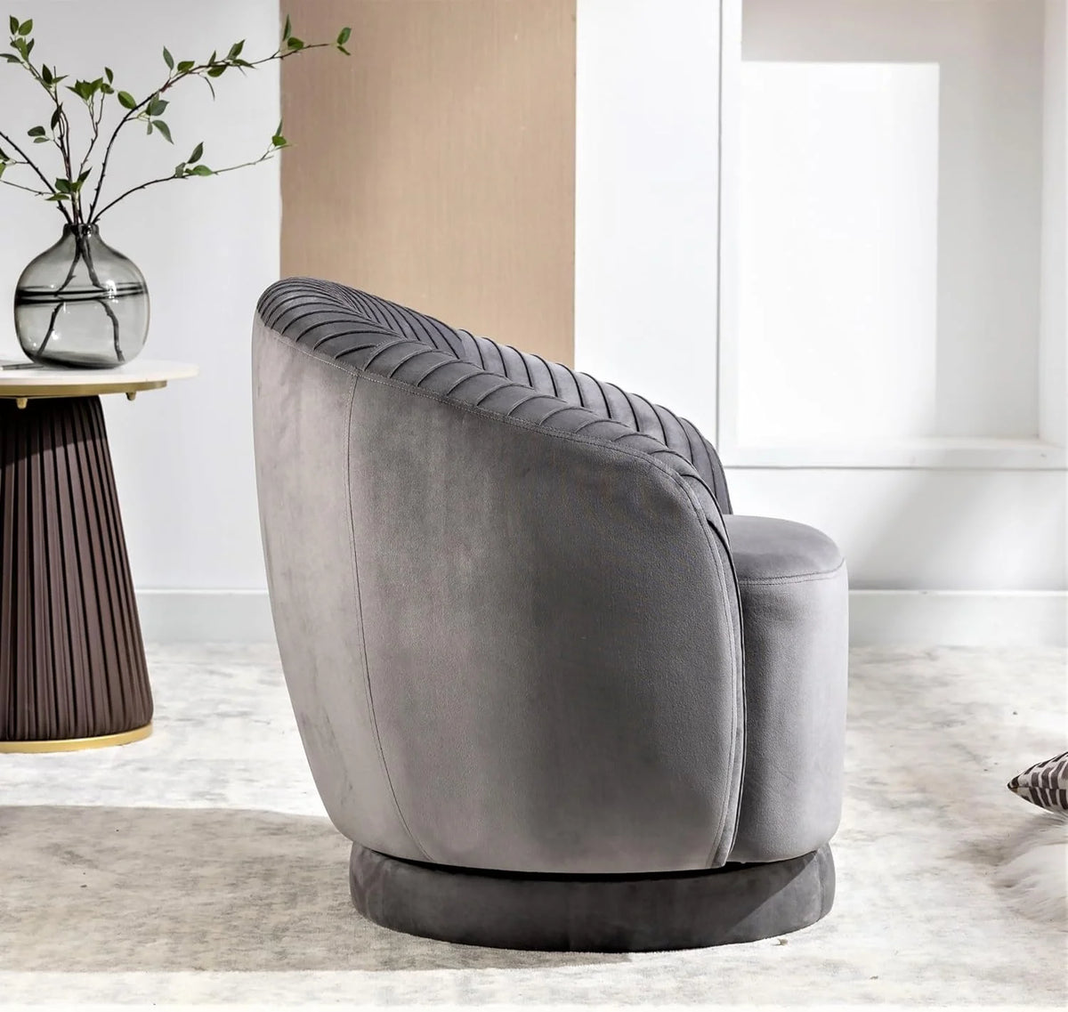 Modern Barrel Swivel Velvet Chair H39950