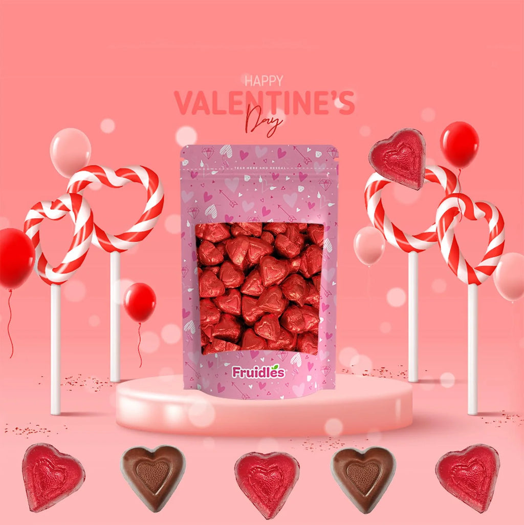 Milk Chocolate Hearts Red Individually Wrapped Foils 5 Pounds Q83351