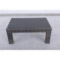 Wicker Rattan Patio Coffee Table with Glass Top O72816