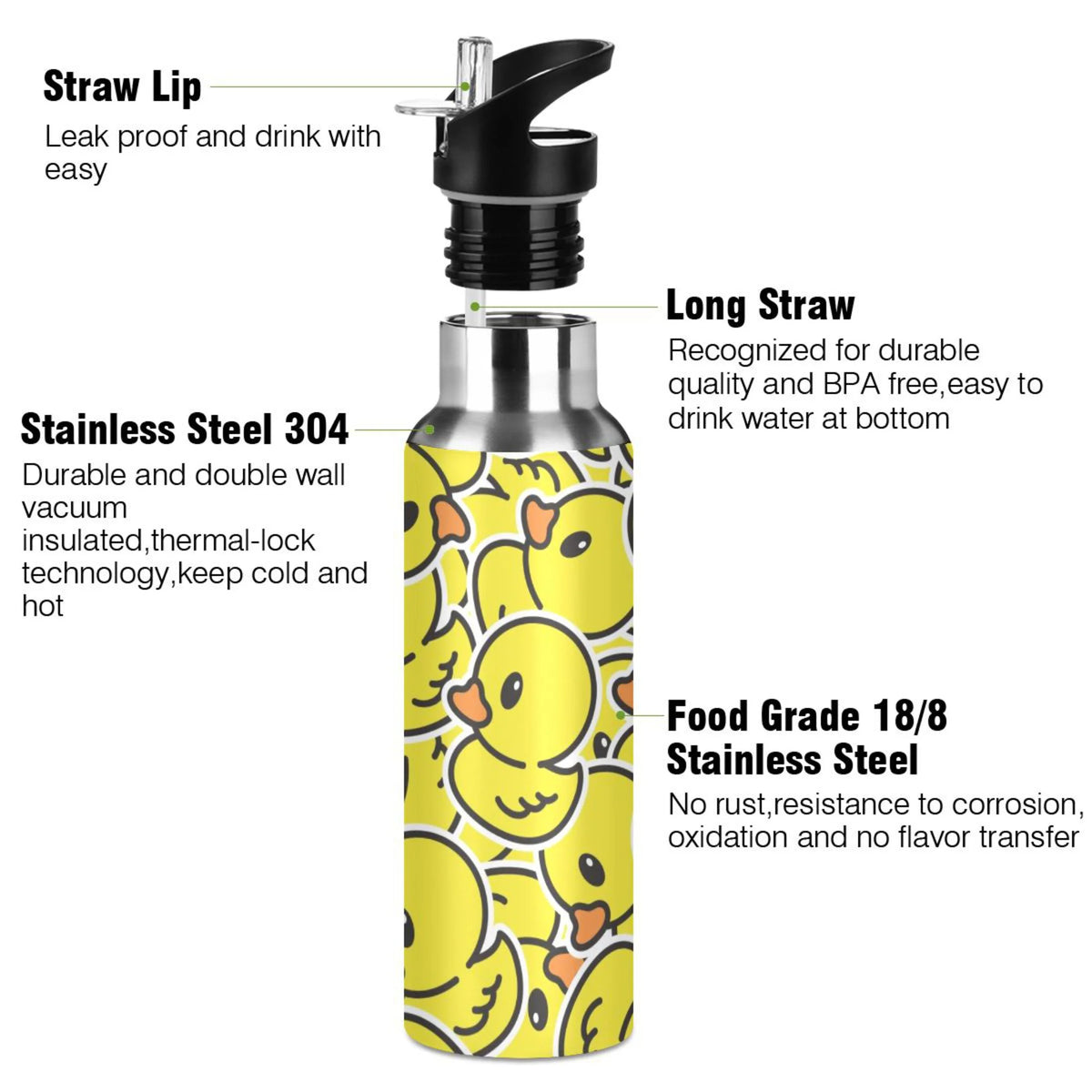 20 OZ Stainless Steel Water Bottle with Straw Lid R5666