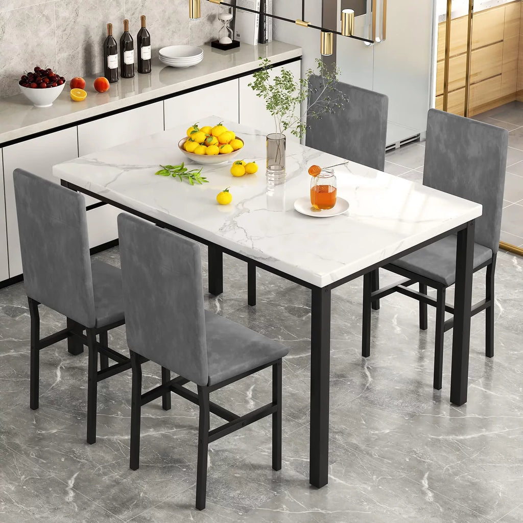 Faux Marble Dining Table Set for 4 T605466