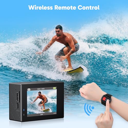 4K30 20MP Ultra HD EIS 131ft Underwater Action Camera with Selfie Stick Tripod and Carrying Case P161653