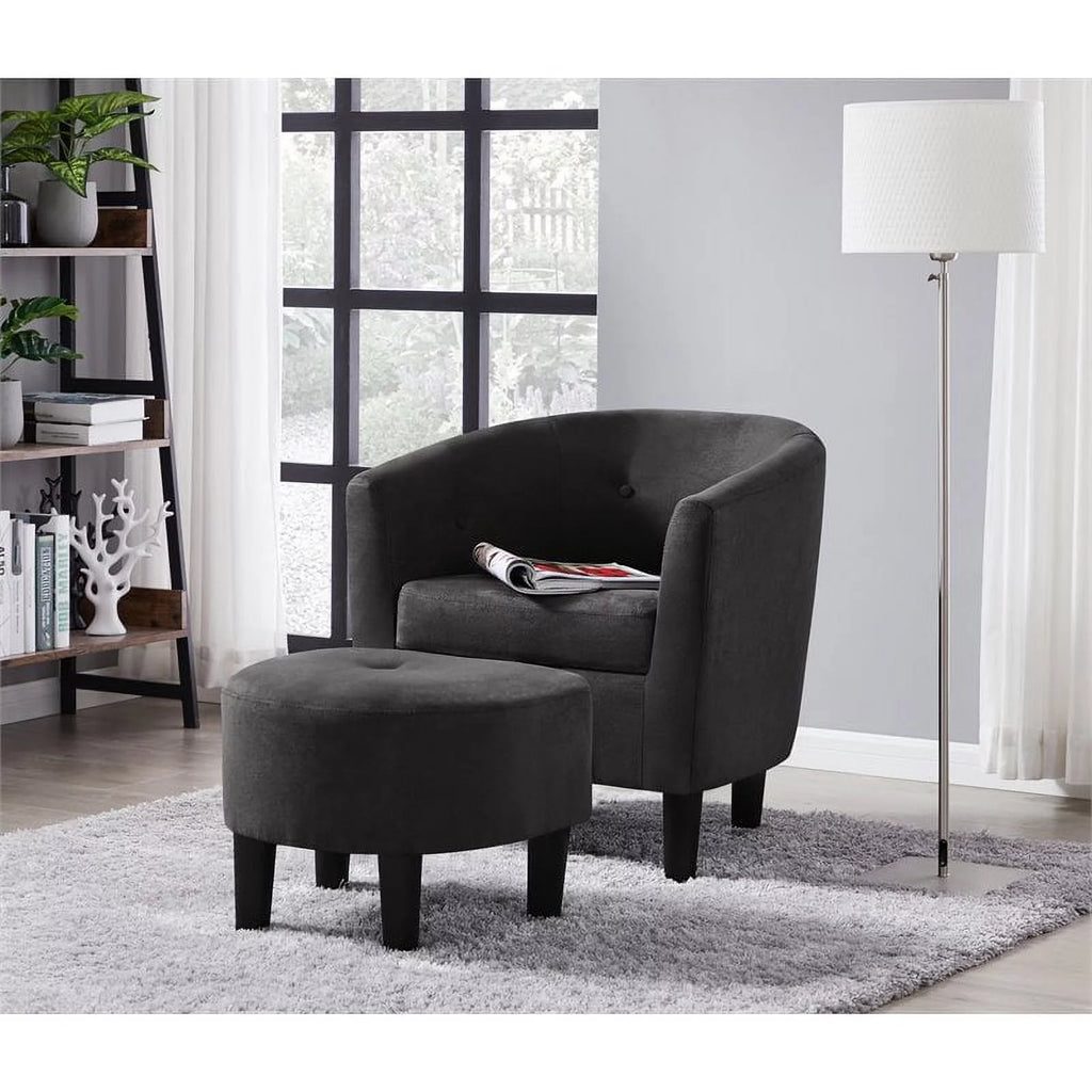 Dark Gray Polyester Fabric Accent Chair with Ottoman K582