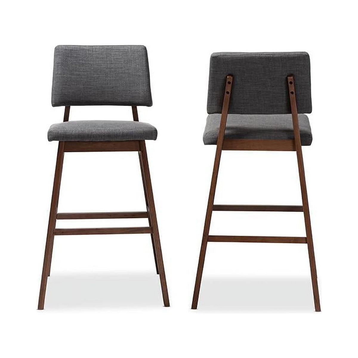 Dark Gray Fabric Upholstered Wood Bar Stool Set of 2 C100825