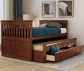 White Twin Captain's Bed Storage Daybed with Trundle and Drawers Z69829