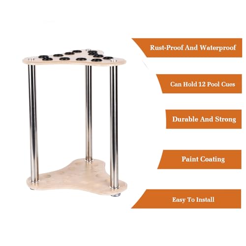 Brown Wood 12 Pool Cue Rack Stand B104
