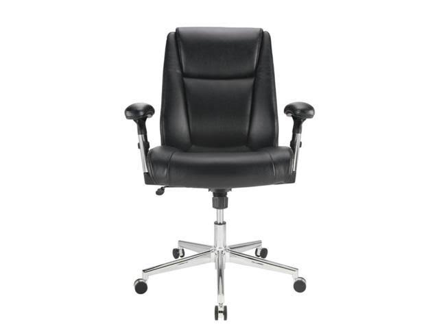 Bonded Leather Mid-Back Manager Chair, Black/Silver H767677