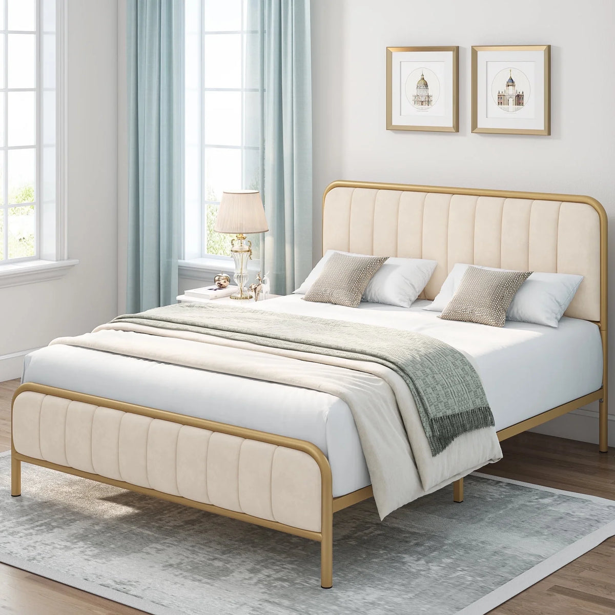 Queen Size Tufted Upholstered Bed Frame O554