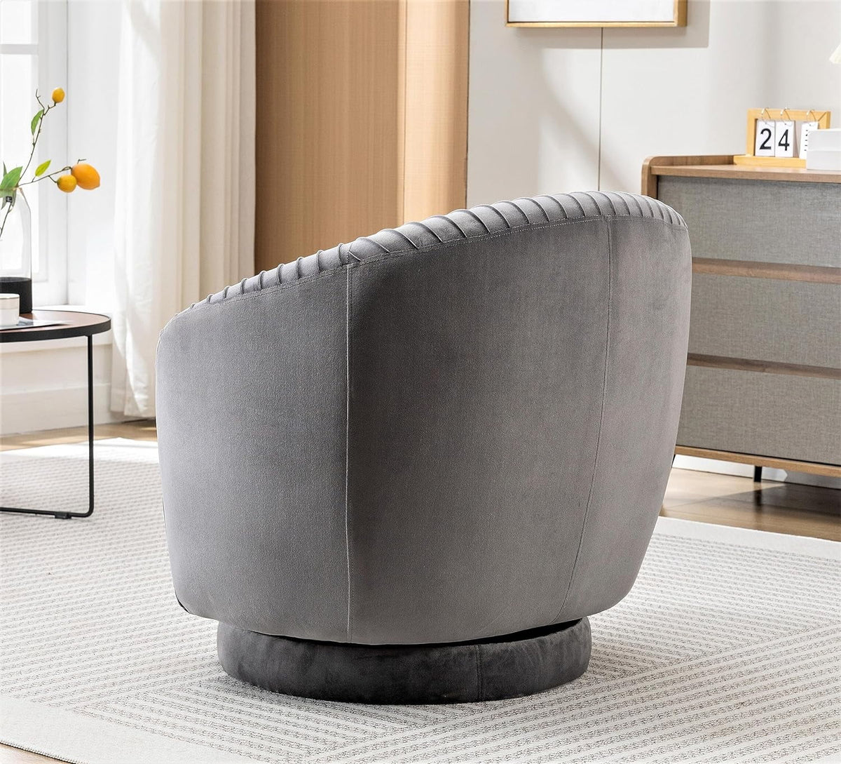 Modern Barrel Swivel Velvet Chair H39950