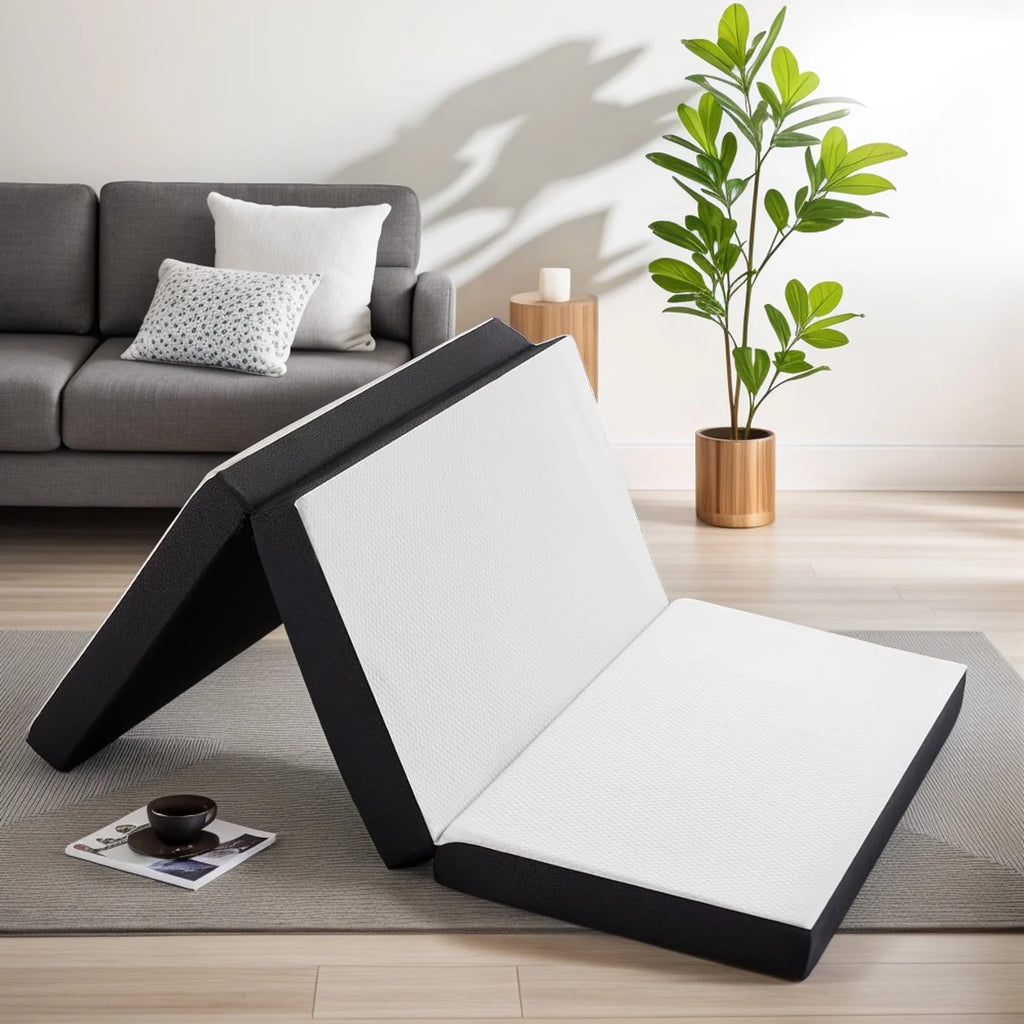 4 inches Folding Single Size Memory Foam Mattress with Cover Z44999