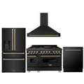 48 Dual Fuel Range, Range Hood, Refrigerator, Dishwasher in Black Stainless L617045