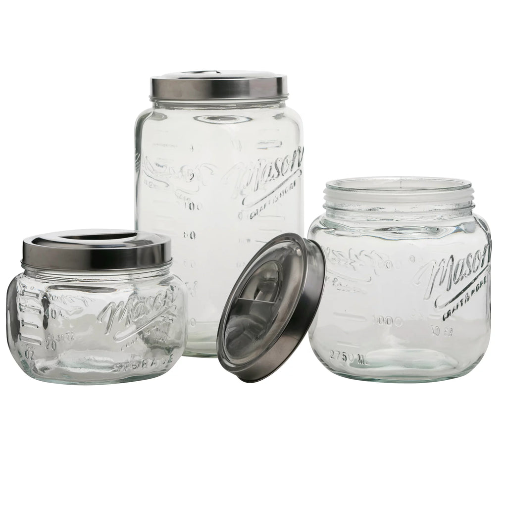 3 Piece Square Glass Canister Set C643526