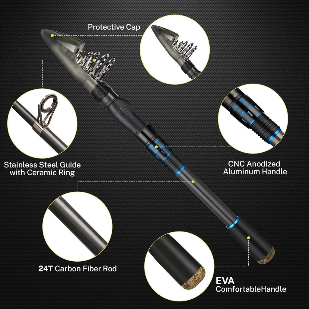 Carbon Fiber Telescopic Fishing Rod and Reel Combo X4569