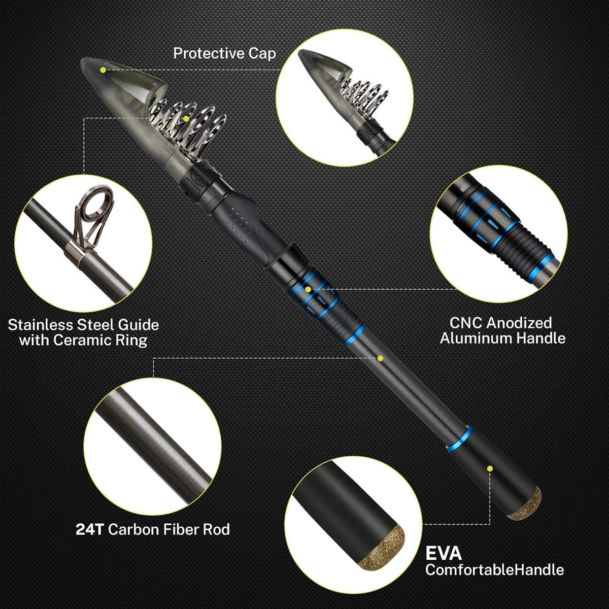 Carbon Fiber Telescopic Fishing Rod and Reel Combo X4569