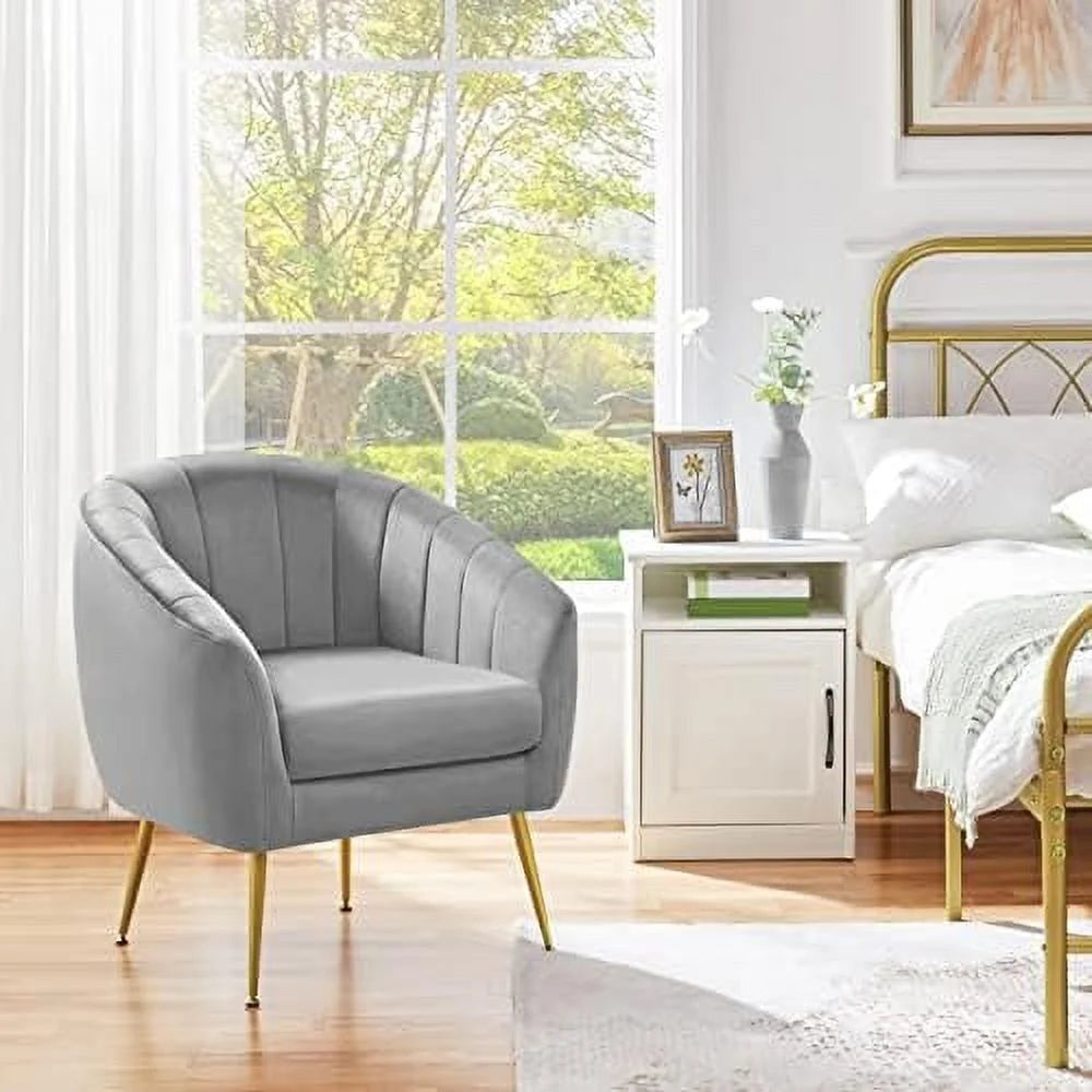 Sherpa Accent Chair with Gold Metal Legs S183