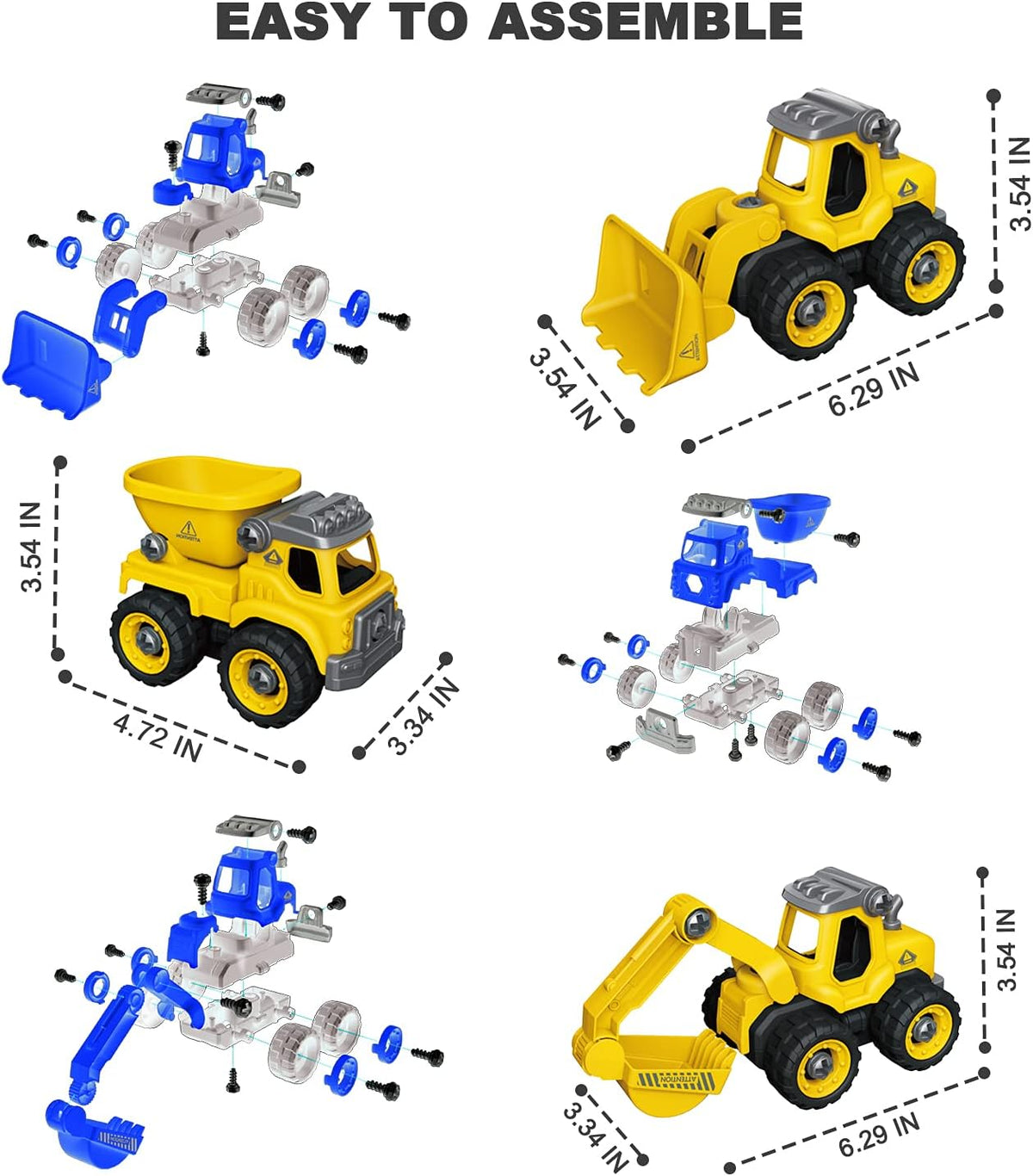 Take Apart Construction Vehicles Truck Toys Set with Drills U448