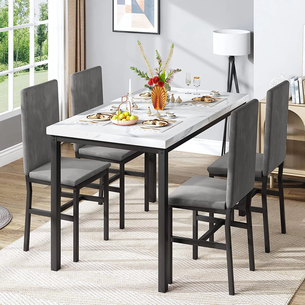 Faux Marble Dining Table Set for 4 T605466