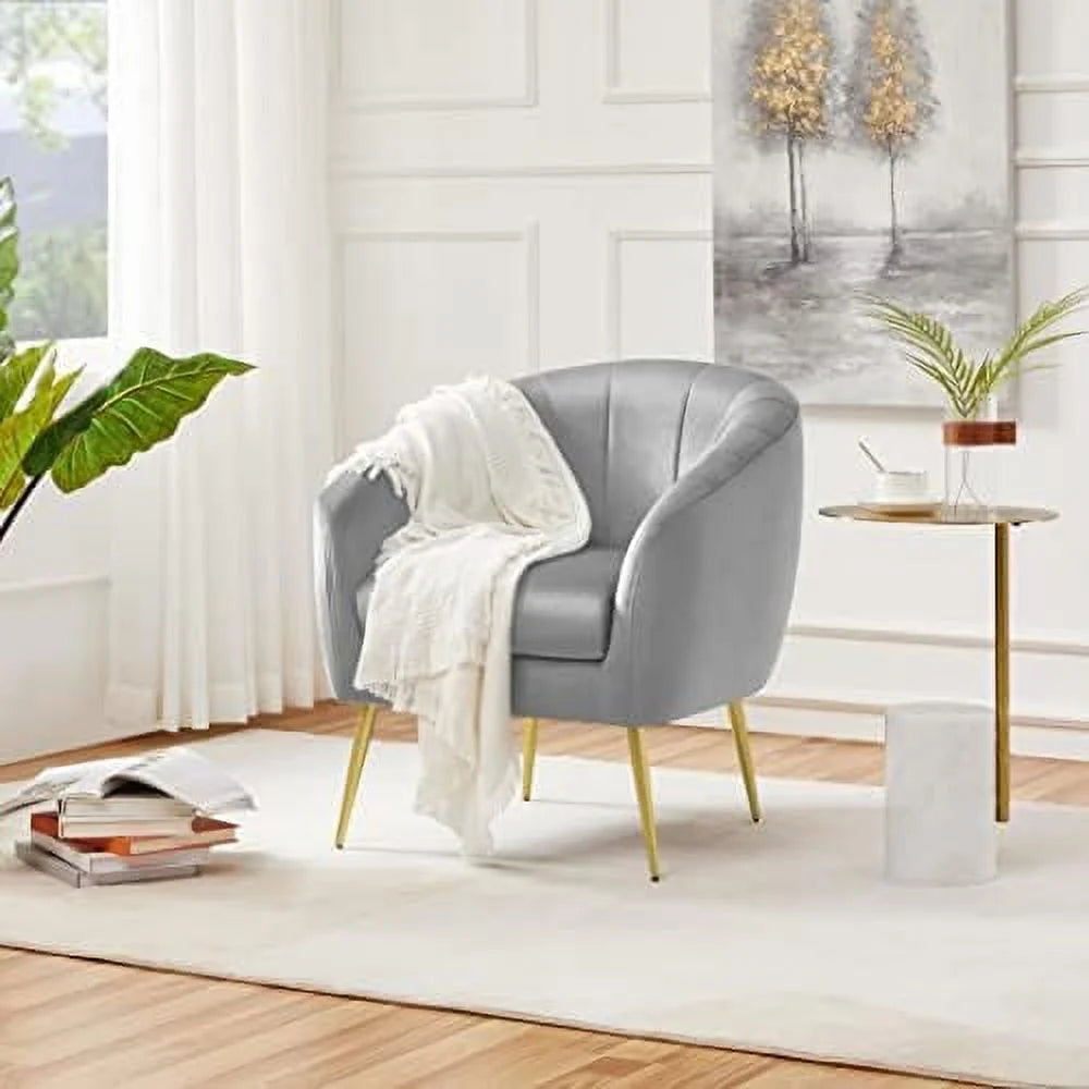 Sherpa Accent Chair with Gold Metal Legs S183