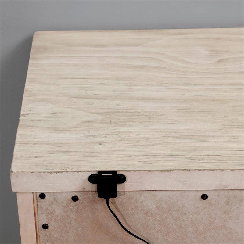 Antique White USB Outlet Nightstand M893