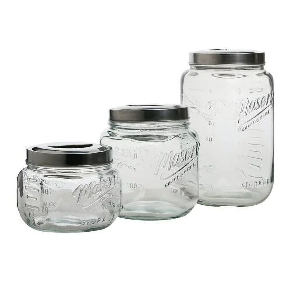 3 Piece Square Glass Canister Set C643526