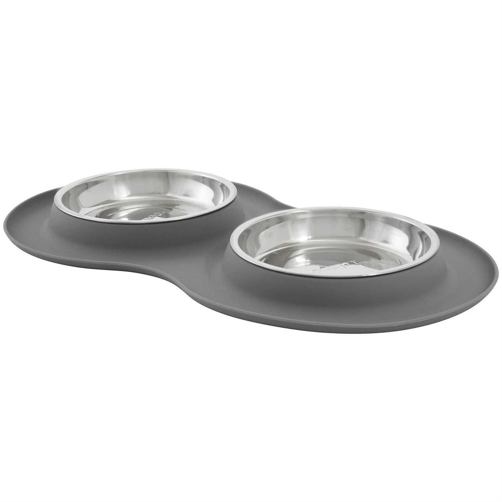 Double Stainless Steel Pet Bowl with Silicone Mat K1243