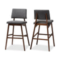 Dark Gray Fabric Upholstered Wood Bar Stool Set of 2 C100825