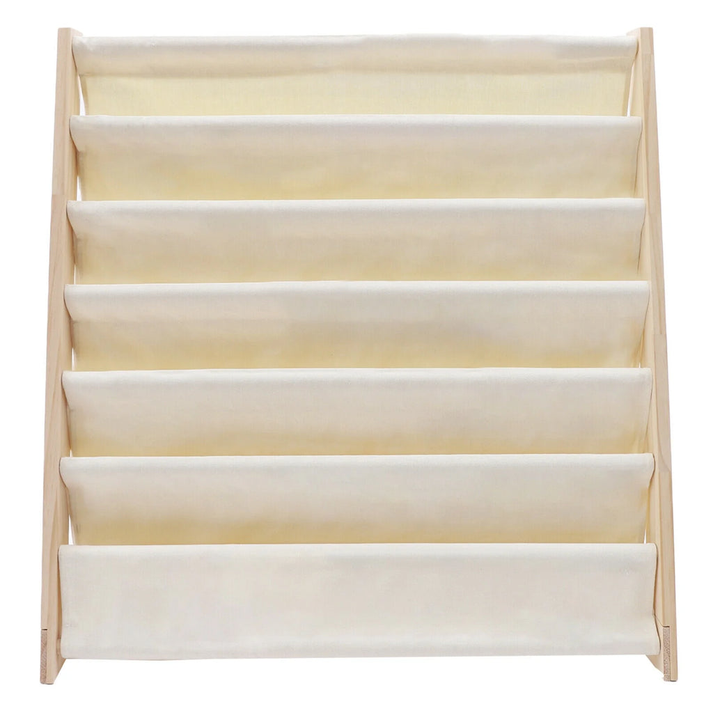 6 Tiers Wooden Kids Book Rack Storage Bookshelf with Canvas Shelves S79303