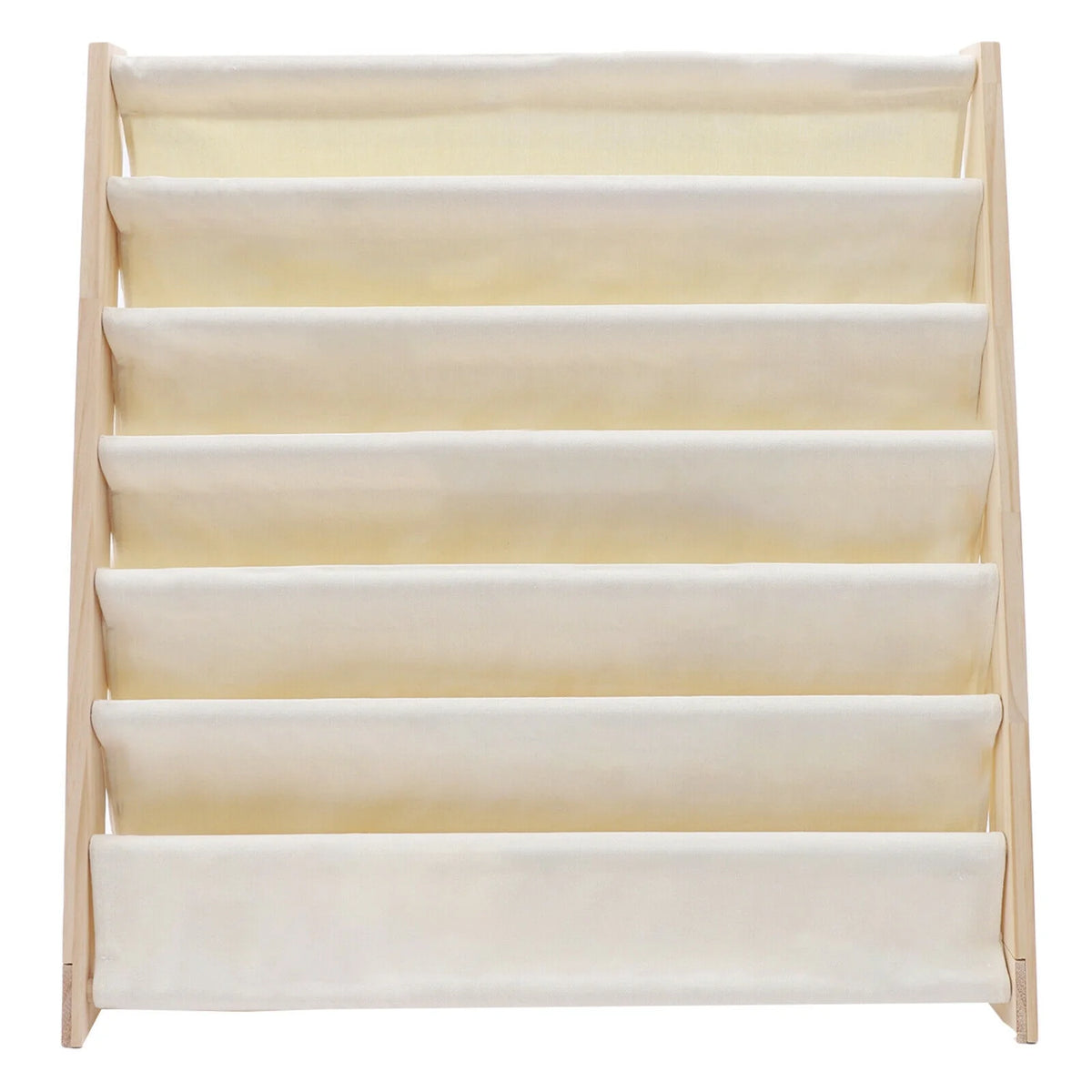 6 Tiers Wooden Kids Book Rack Storage Bookshelf with Canvas Shelves S79303
