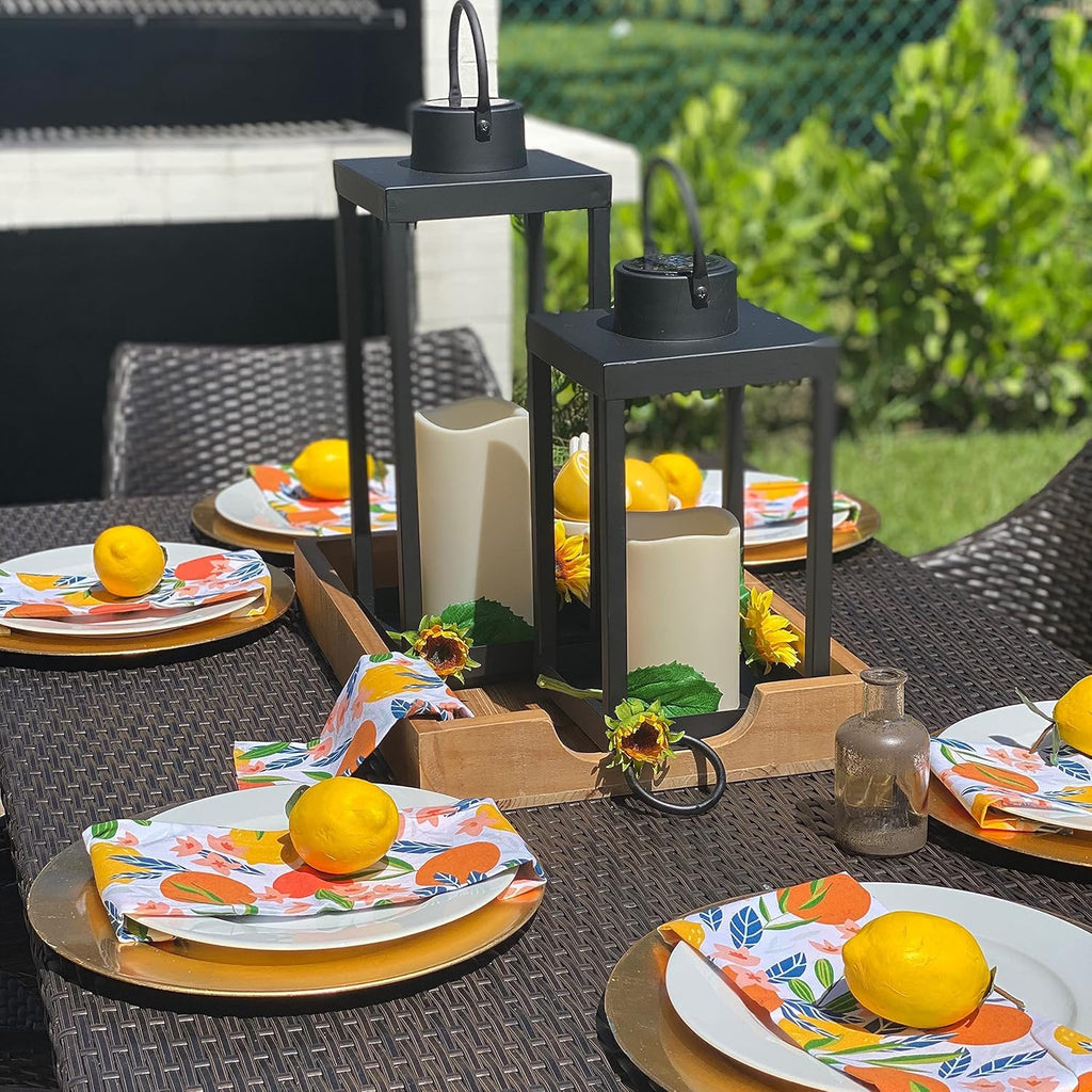 Large Outdoor Lantern with Solar Candle, 18 Inch Tall, Matte Black Metal Frame, Waterproof Flameless Pillar Candle M2652