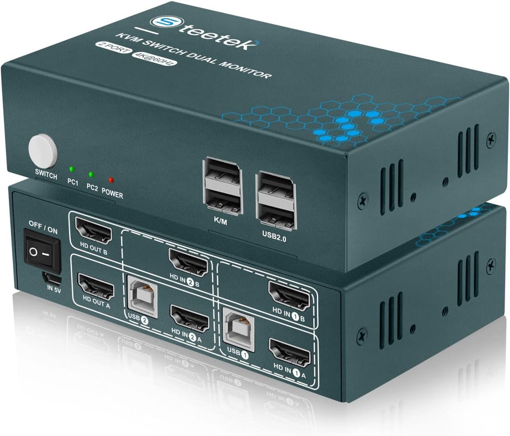 4 Port 4K@30Hz HDMI KVM Switch with 8 HDMI and 4 USB Cables O18385