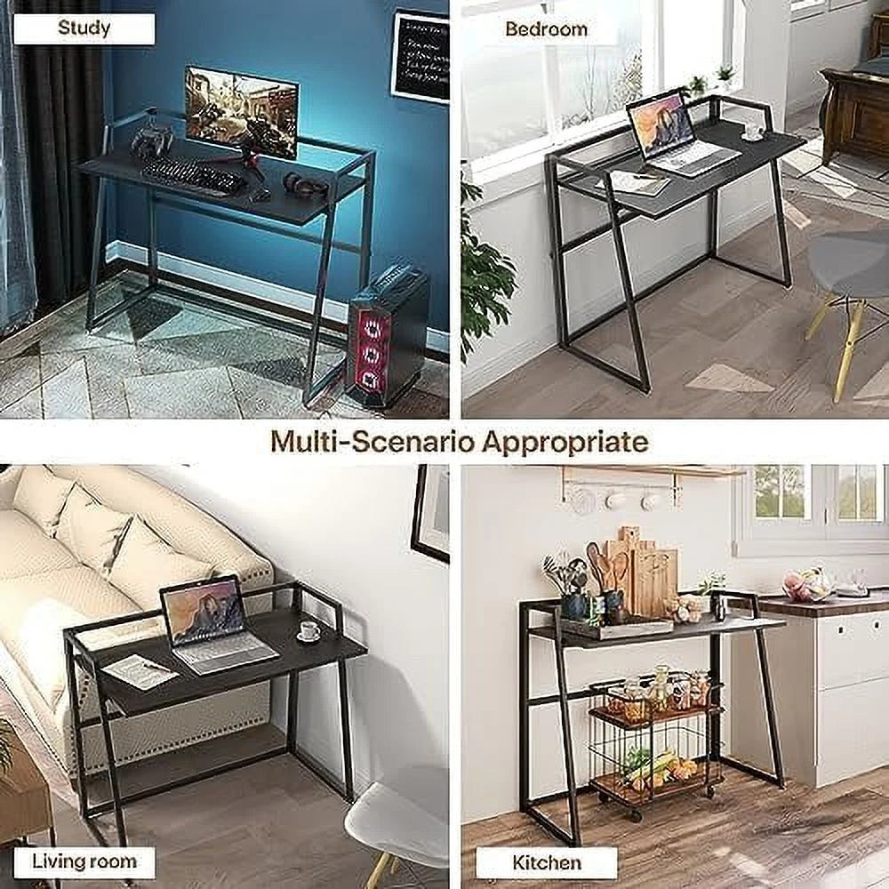 Small Folding Computer Desk 41 inch with Protective Railing G888780