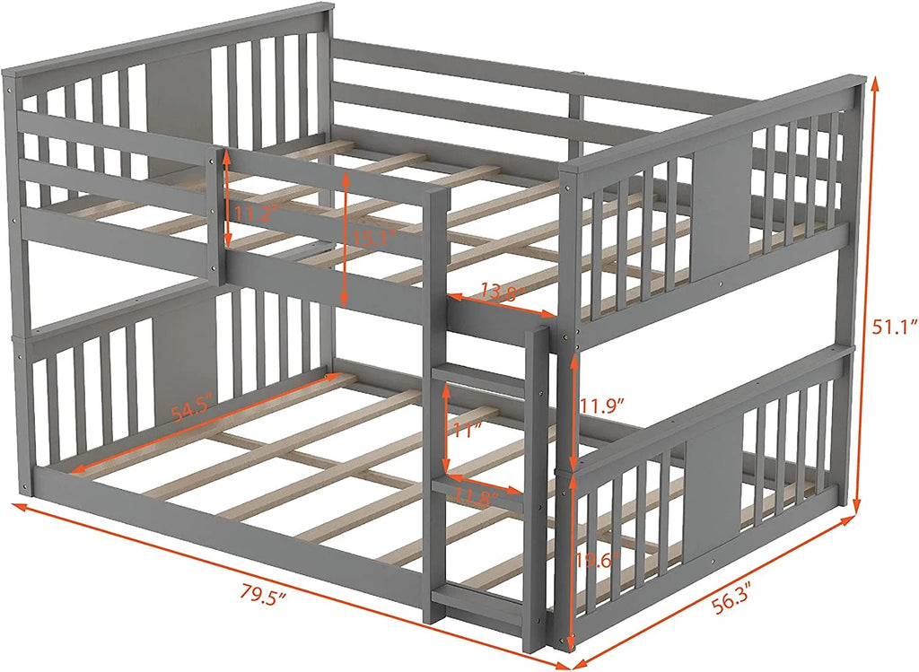 Low Bunk Bed with Headboard and Ladder Y625