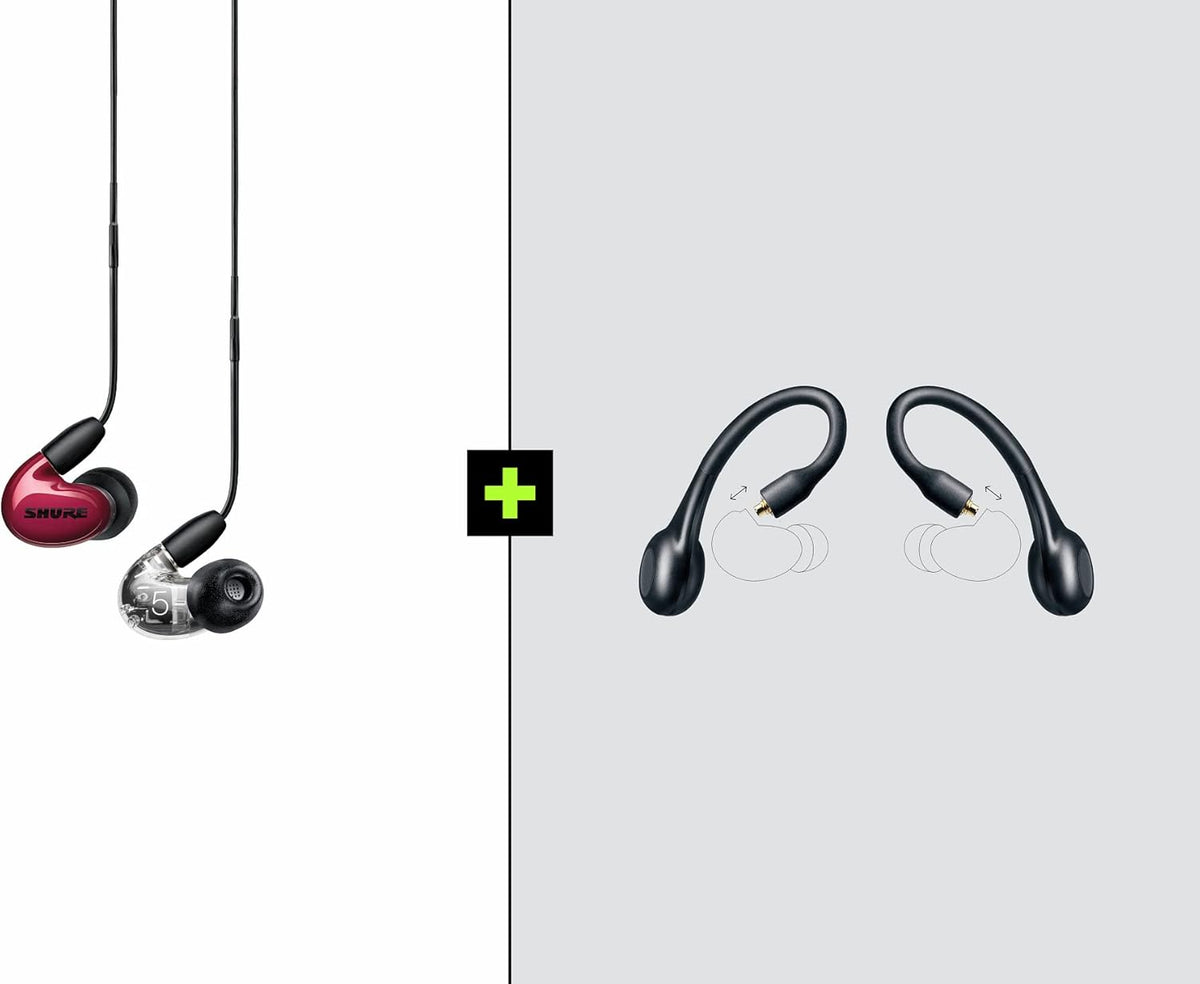 Red True Wireless Earbuds Bundle with SE535 Sound Isolating Earphones and RMCE-TW2 Bluetooth Adapter Q793874