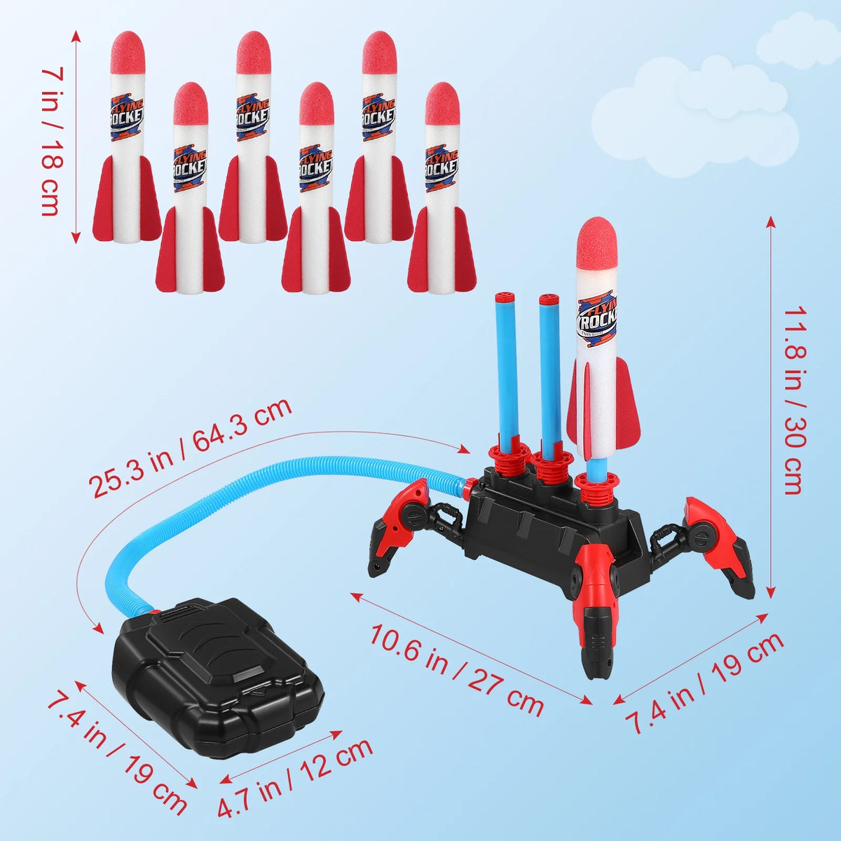 1 Set Outdoor Rocket Launcher Toy Foam Rockets K143135