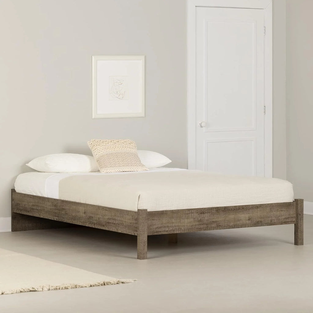 Queen Weathered Oak Platform Bed Z472076