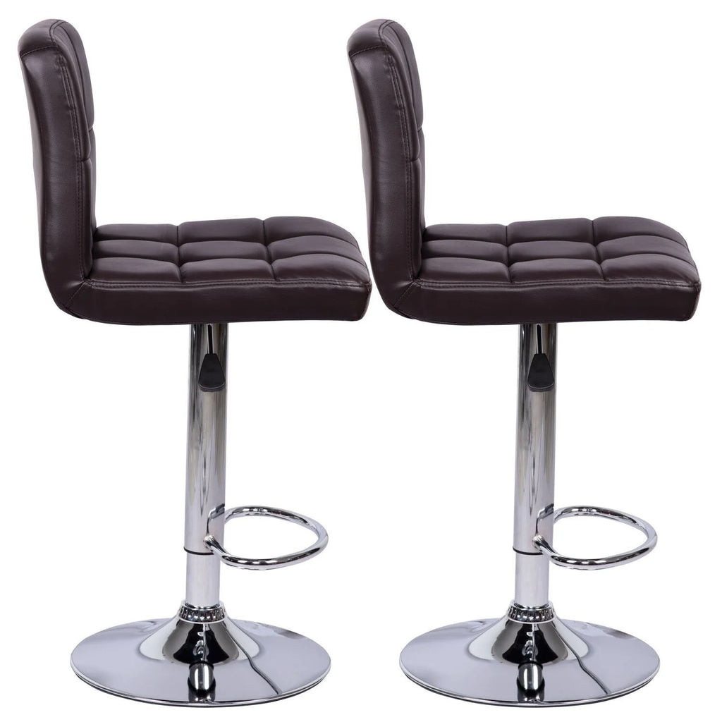 Espresso Adjustable Swivel Leather Barstool Set of 2 J1259