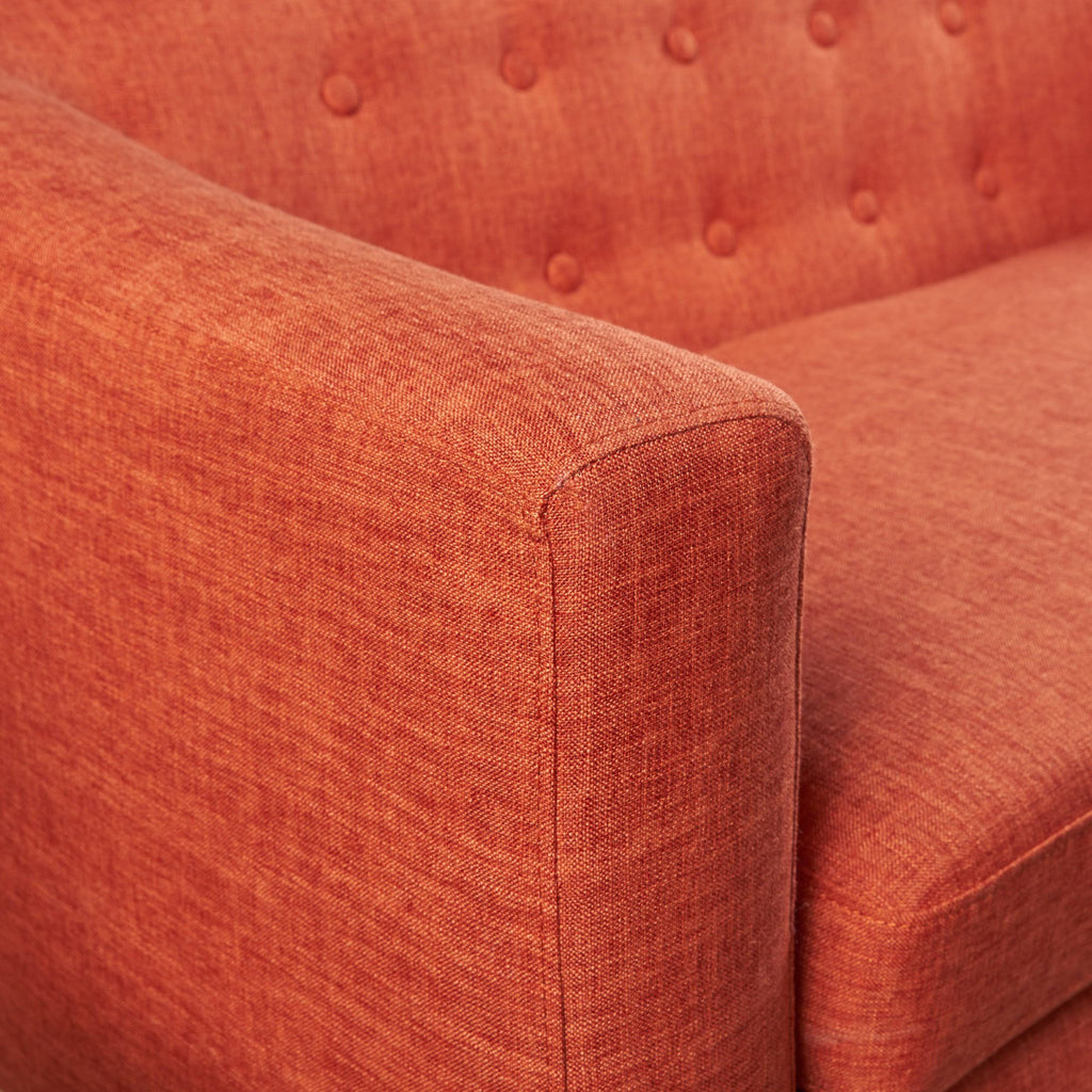 Muted Orange Fabric Mid Century Loveseat S892