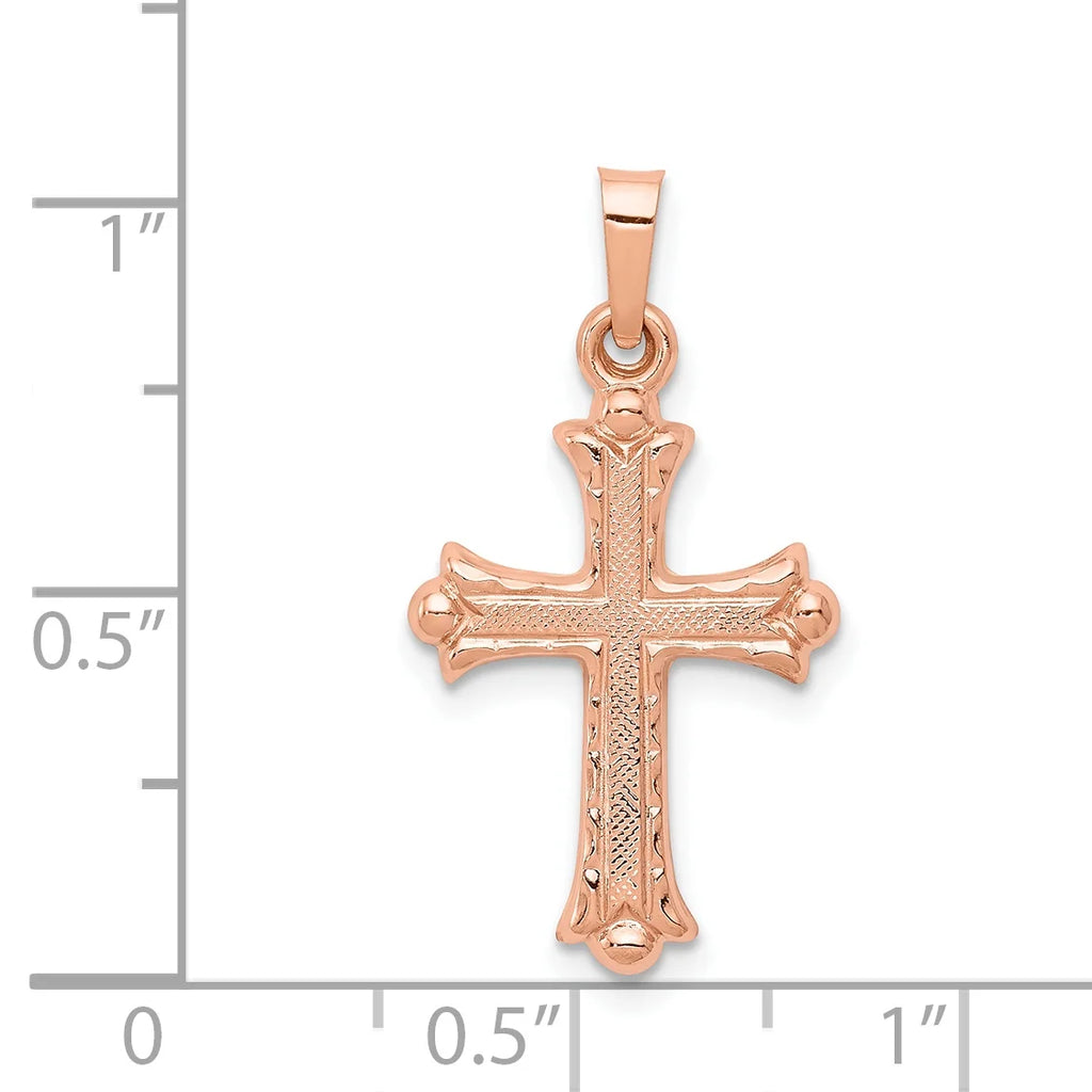 14K Rose Gold Heart Hollow Cross Pendant H391
