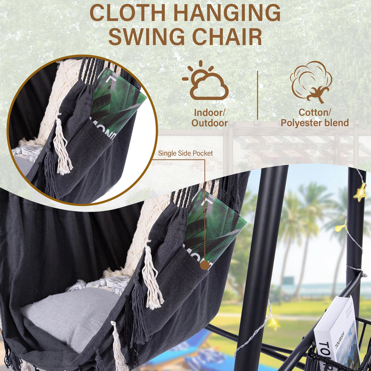 Hanging Rope Swing & Stand Set with Two Holders N3184