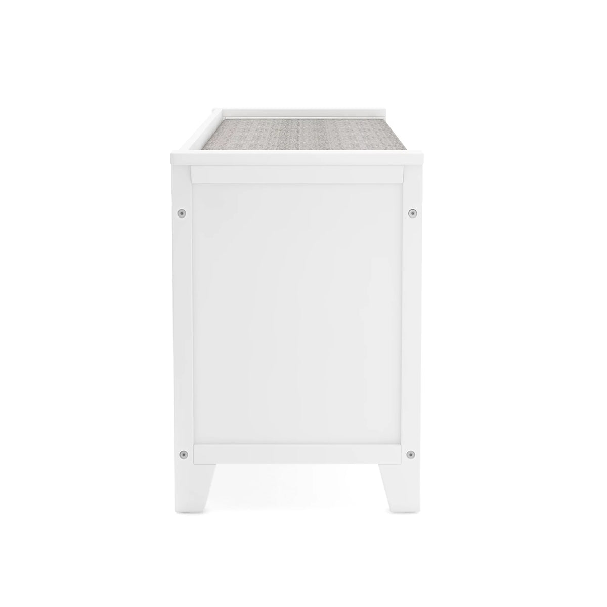 White Wood Kids' Storage Bench with Cushion and Fabric Bins F3419