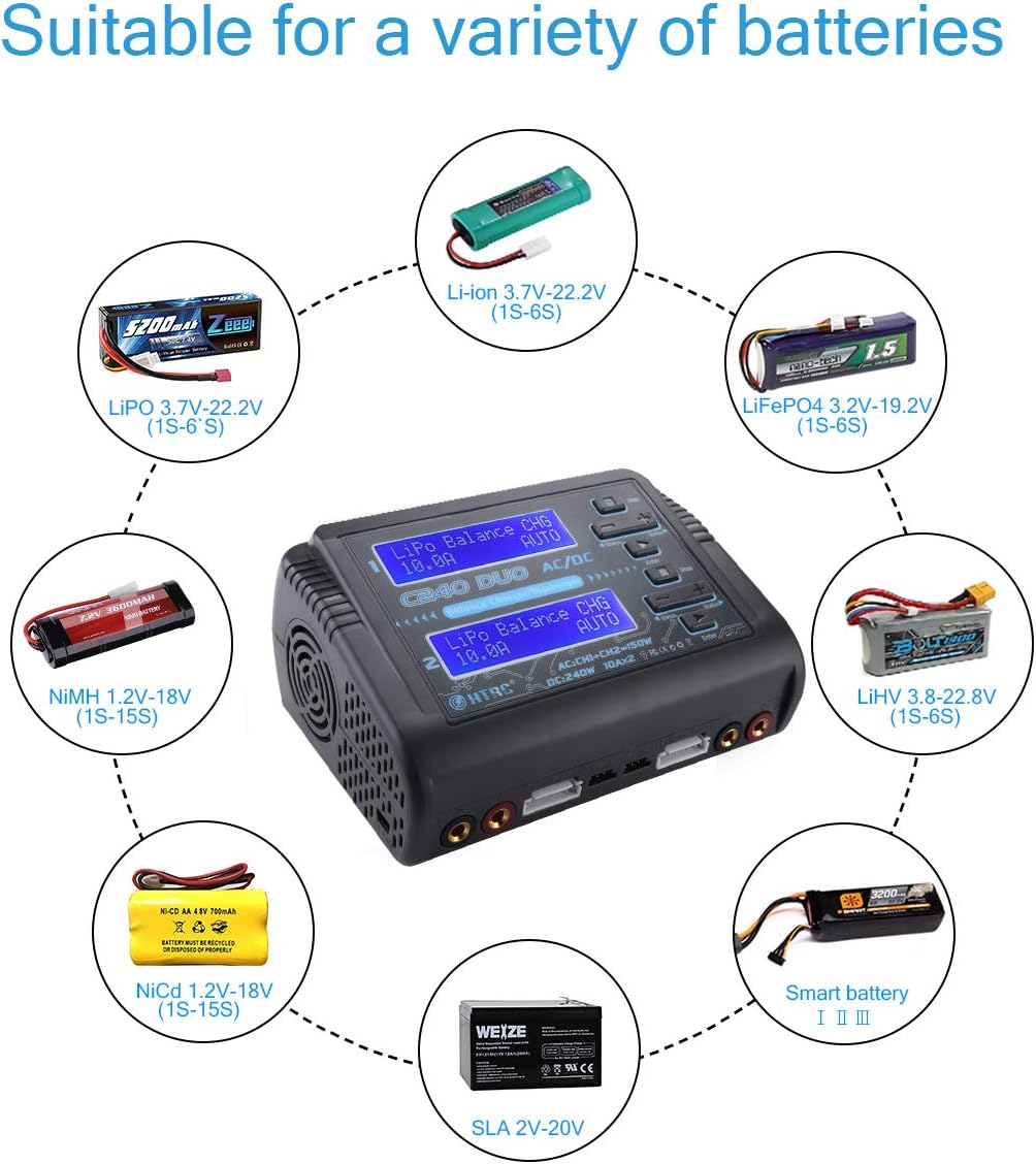 Dual LiPo Balance Charger 1S-6S AC 150W DC 240W 10A RC Battery Charger K43929