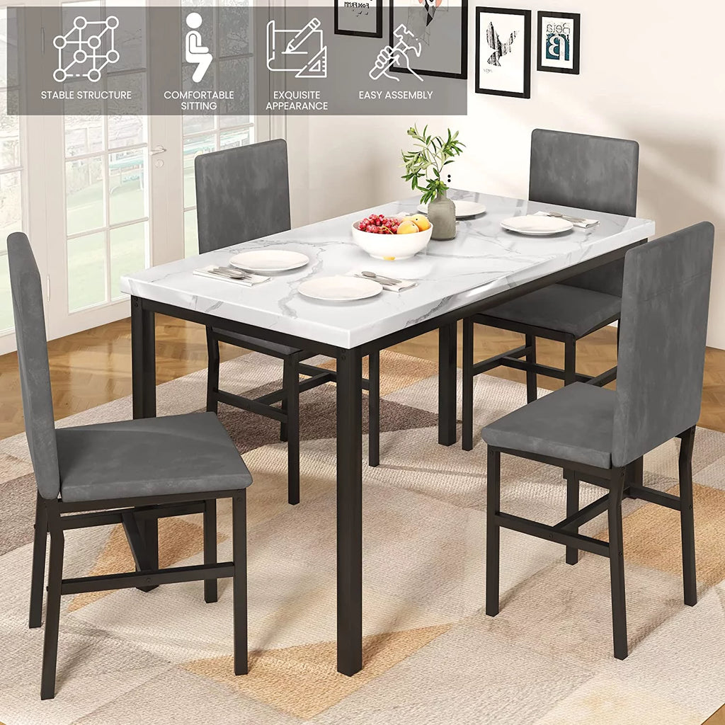 Faux Marble Dining Table Set for 4 T605466