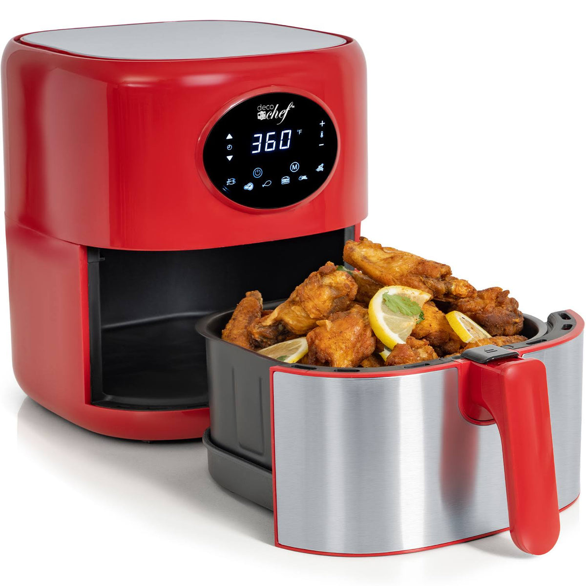 Red 3.7qt Digital Air Fryer with Dishwasher Safe Basket F283195